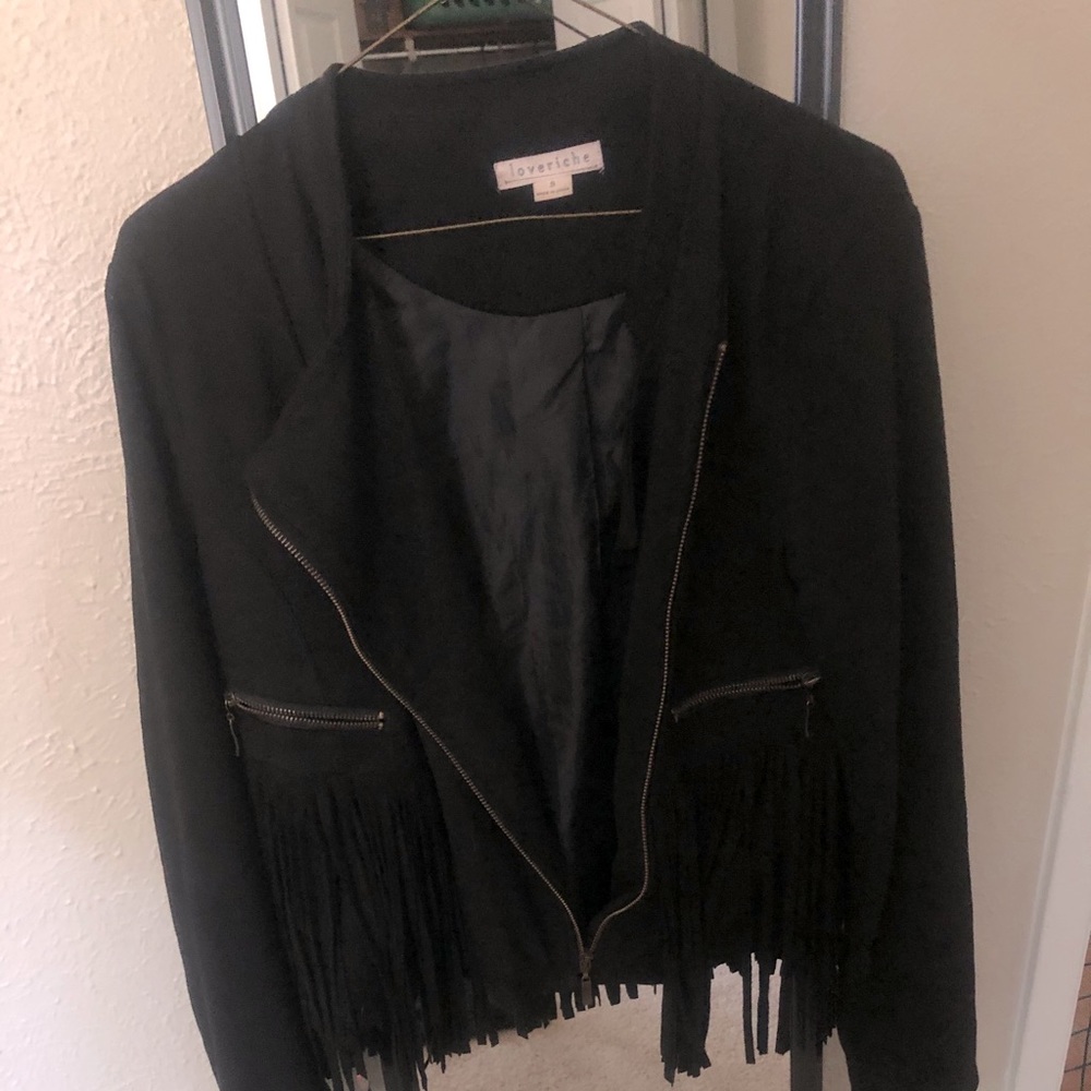 Loverichie faux satin fringe jacket